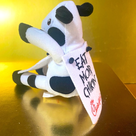 CHICK-FIL-A  PROMOTIONAL COW PLUSH WEARING DOUBLE-SIDED SIGN EAT MOR CHIKIN 2002 - Picture 8 of 15
